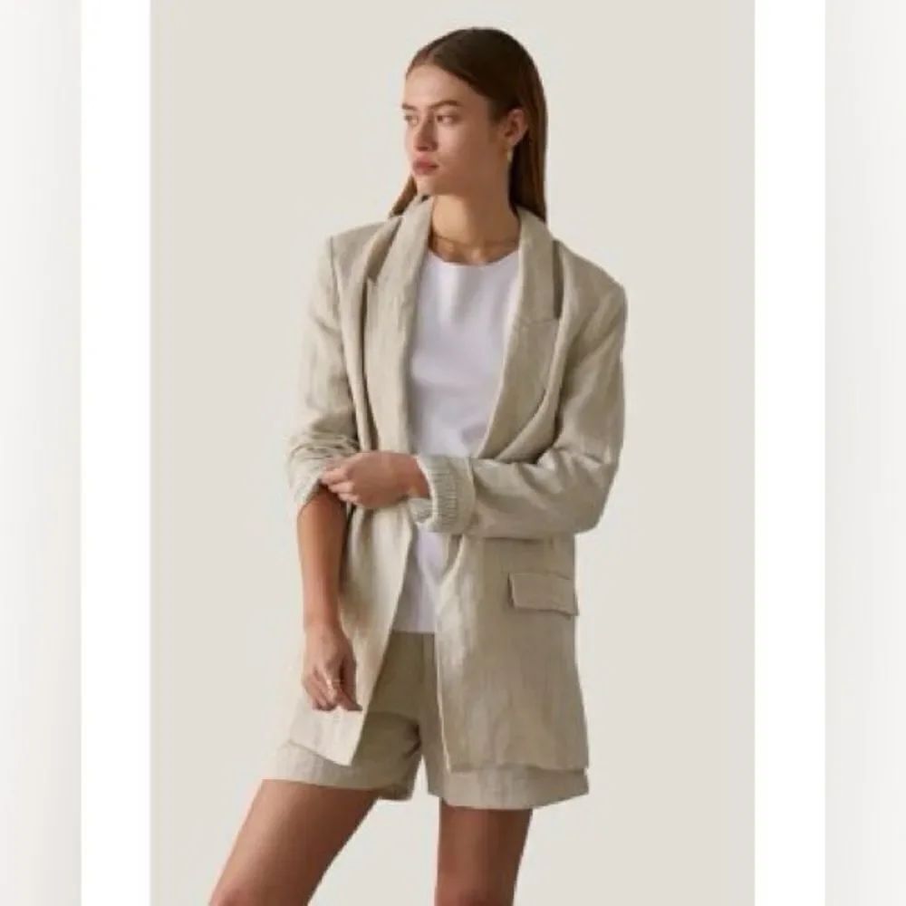 Chico's Women's Metallic Gold Neutral Oversized Blazer Size 1 (Medium 8)